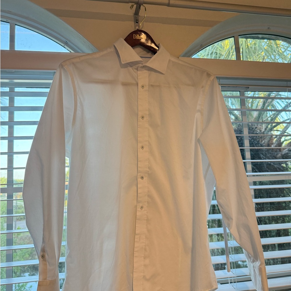 Psycho Bunny Slim Fit White Dress Shirt Stretch Non-Iron Men’s